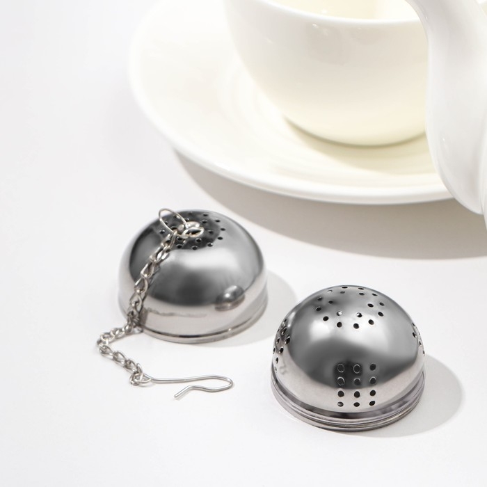 Ситечко для чая Доляна «Овальчик», 4×3,5 см, цвет серебристый Ситечко для чая Доляна «Овальчик», 4×3,5 см, цвет серебристый