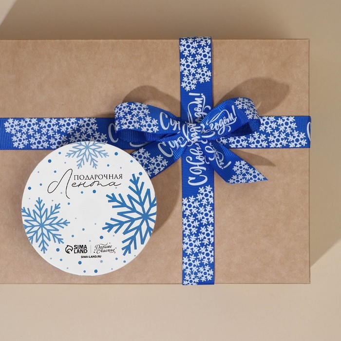 Лента декоративная репсовая «С Новым годом!», синяя, 2 см × 5 м Лента декоративная репсовая «С Новым годом!», синяя, 2 см × 5 м