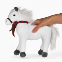 POMPOSHKI Мягкая игрушка Лошадка в шарфе, белая