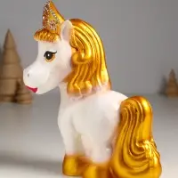 Копилка "Лошадь в кокошнике" 23х17,5х10 см, белый с золотом