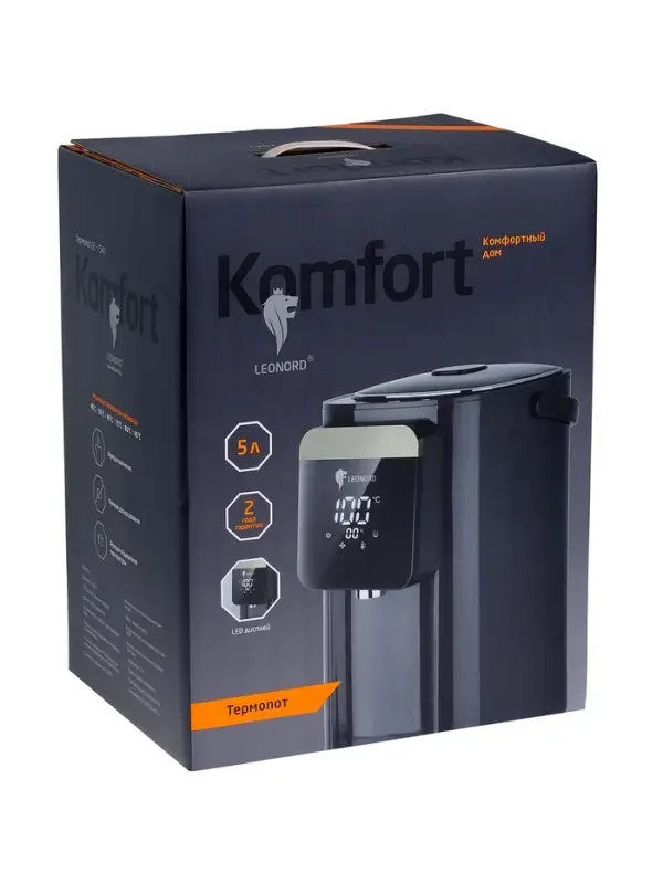 Термопот Leonord LE-1541, 1200 Вт, 5 л, регулировка t, сенсор, 8 режимов, черный Термопот Leonord LE-1541, 1200 Вт, 5 л, регулировка t, сенсор, 8 режимов, черный