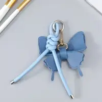 Брелок на карабине "Бабочка с узлом" сине-голубой 13,5х9,5х2,5 см