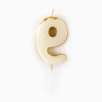 Свеча для торта, цифра, блестящая «9», золото, 9,5 х 4 см