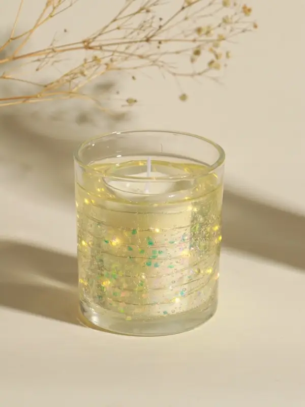 Свеча в стакане с LED-подсветкой &laquo;Перламутровые сердечки&raquo;, 8&times;8&times;9 см