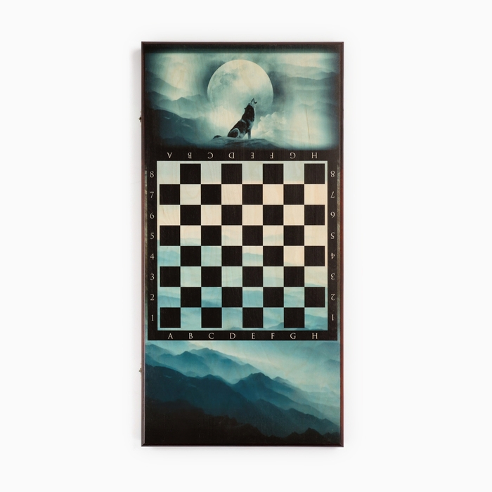 Нарды деревянные большие, с шашками  Нарды деревянные большие, с шашками "Волк", настольная игра, 60 х 60 см