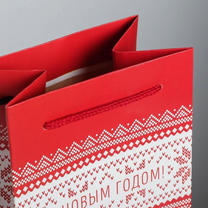 Пакет под бутылку крафтовый «Уютного нового года», 13 х 36 х 10 см