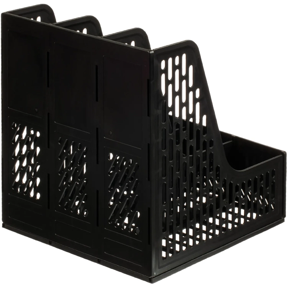 Лоток вертикальный д/бумаг Deli E9843,сбор,3отд,чер,250x257x275мм,пл