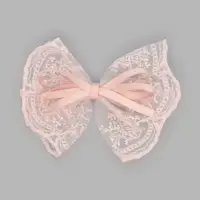 Бант на заколке кружевной, нежно-розовый, Кошечка