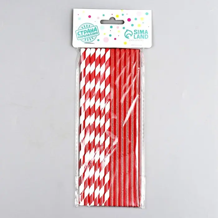 Трубочки для коктейля «Ассорти», в наборе 12 штук, цвет красный Трубочки для коктейля «Ассорти», в наборе 12 штук, цвет красный