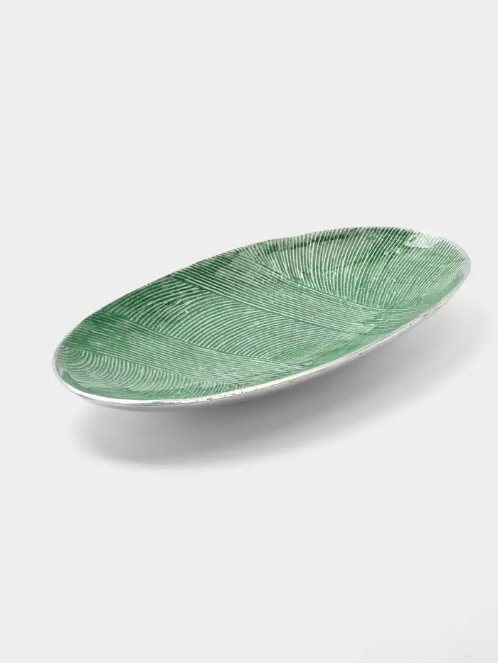 Блюдо, 41&times;21&times;4.8 см, алюминий, зелёное