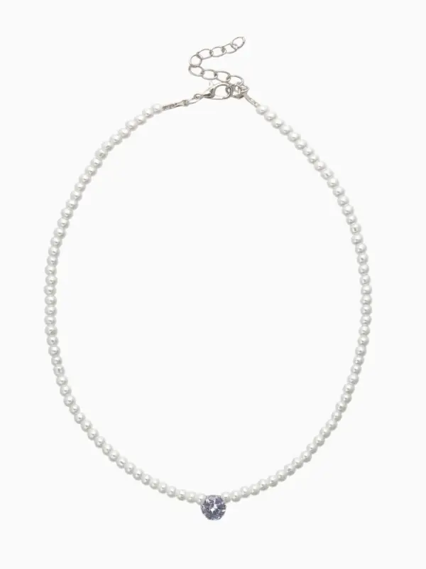 Чокер «Стразик» жемчужные бусины, цвет белый в серебре, 33 см + 5 см доп, цепочка