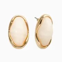 Серьги "Стиль" овал вытянутый, цвет белый в золоте