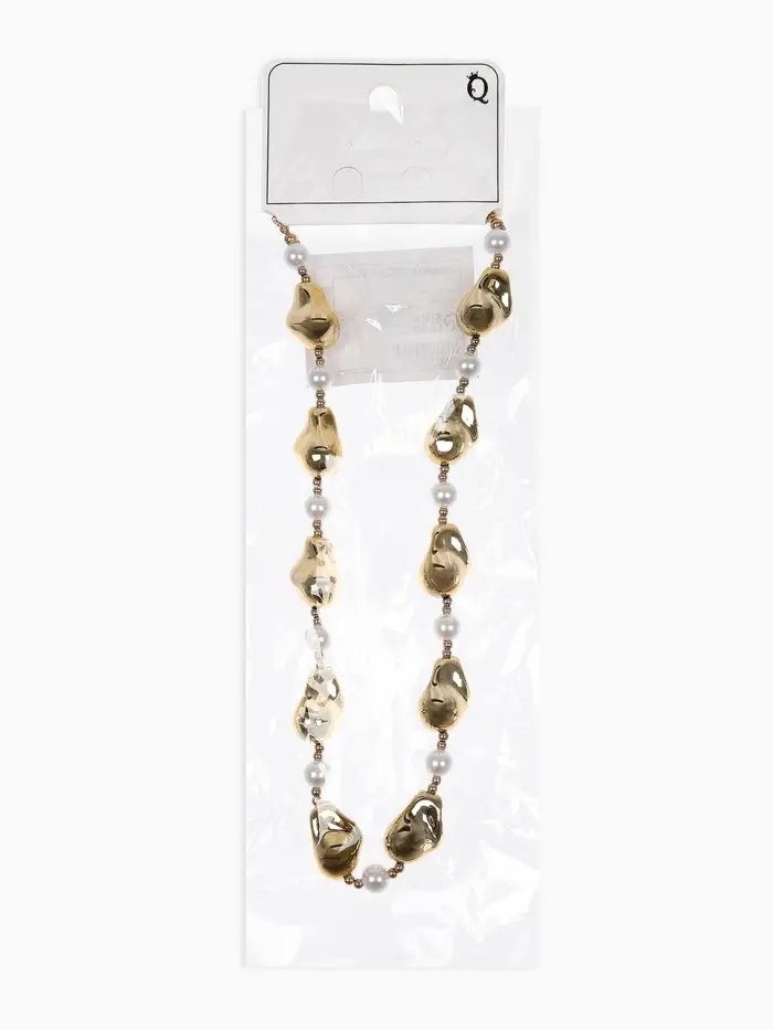 Бусы &laquo;Жемчуг Борокко&raquo;, белые в золоте, 40 см