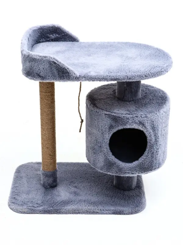 Комплекс для кошек с когтеточкой, 58&times;38&times;70 см, с лежанкой, джут, серый