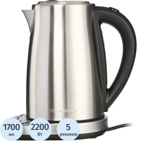 Чайник BigTech FEK205SМ, 1,7л, 2200, Strix, металл