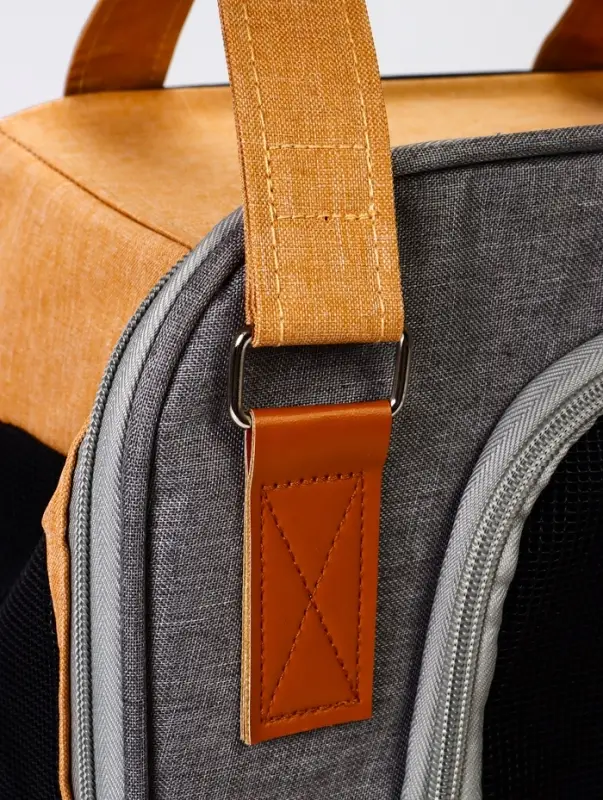 Рюкзак-переноска для кошек и собак, 30 х 21 х 41 см, серо-жёлтый