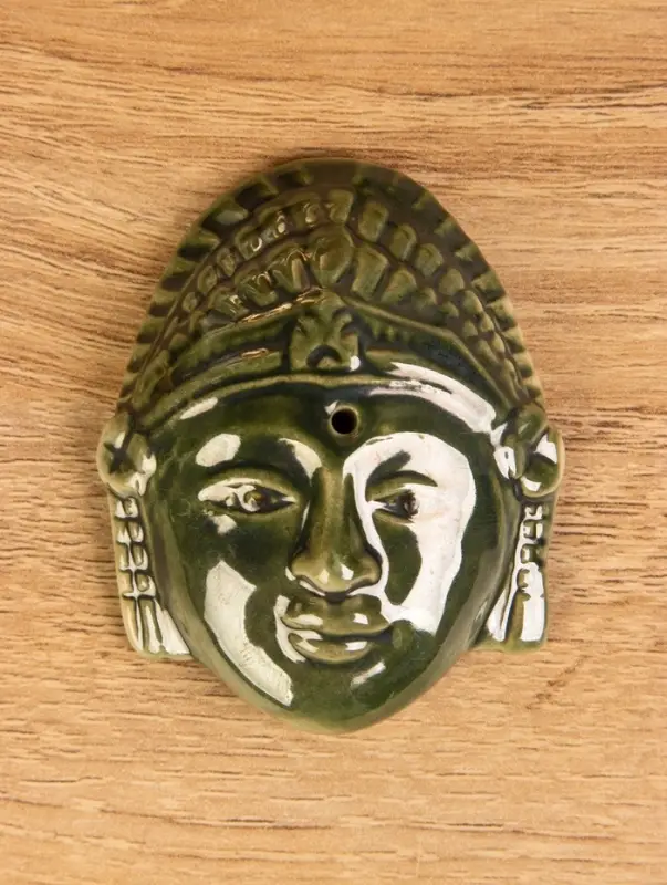 Подставка под благовония  Подставка под благовония "Лицо Будды" керамика, цв. зелёный, 7х5,5х1,5 см