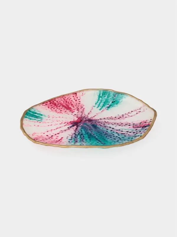 Тарелка Доляна Magro, d=24 см, стекло, бирюзово-розовая