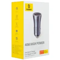 Переходник автомобильного зарядного устройства на USB + Type-C 40W CCJD-0G Baseus серый