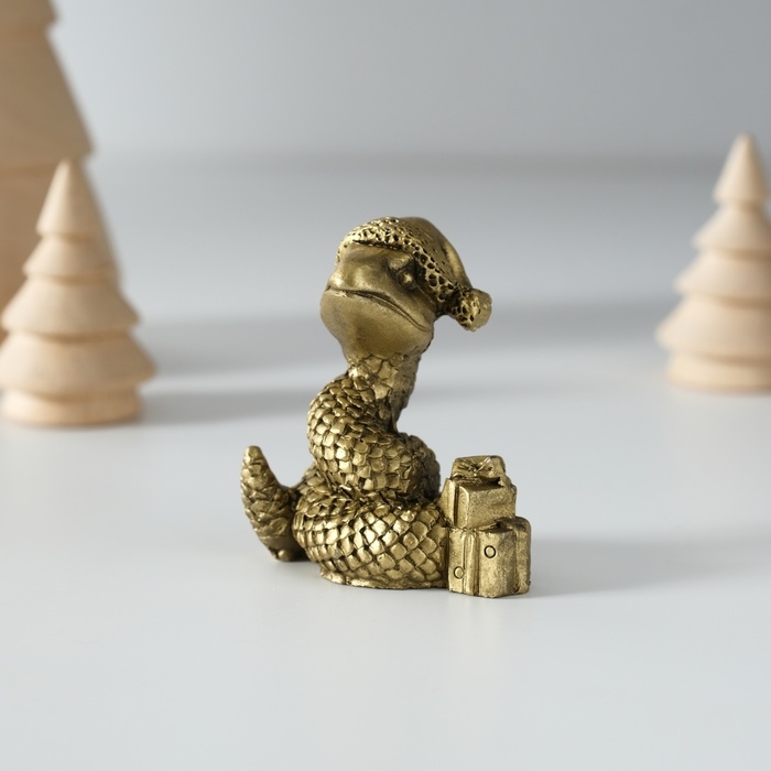 Сувенир полистоун Сувенир полистоун "Золотистая змейка" МИКС 3х3х5 см