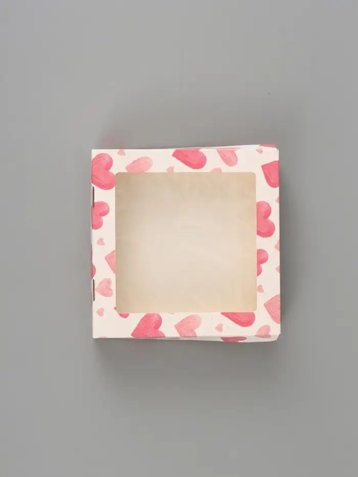 Коробка подарочная с окном &laquo;Воздушные сердца&raquo;, 20&times;20&times;4 см, самосборная