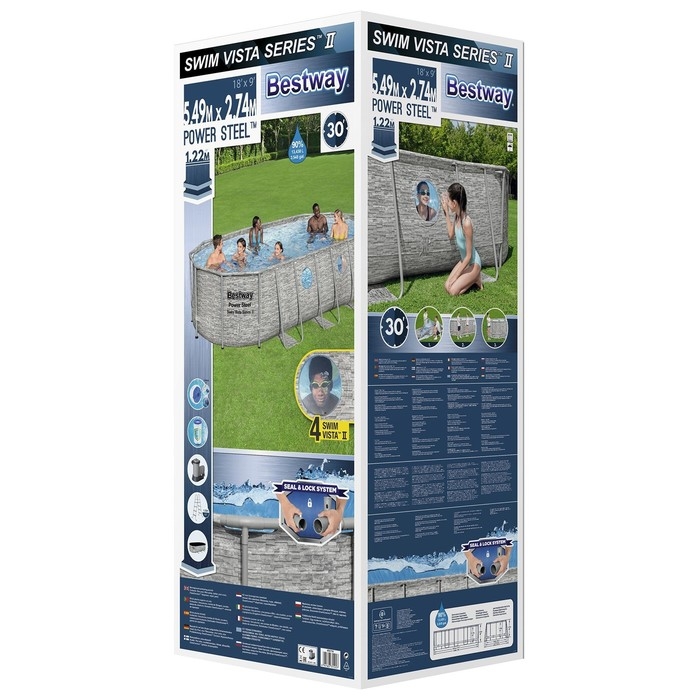 Бассейн каркасный Power Steel Swim Vista, 549 х 274 х 122, фильтр-насос, лестница, тент, 56716 Bestway