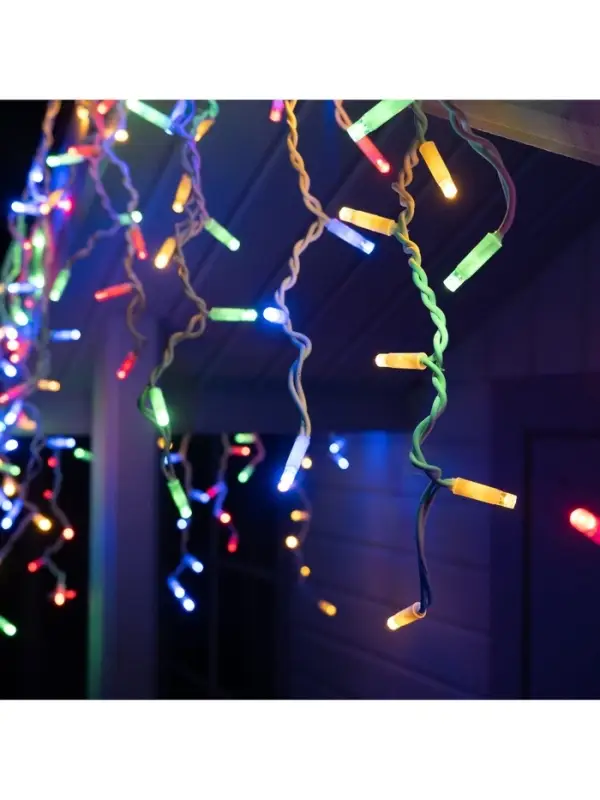 Гирлянда &laquo;Бахрома&raquo; 3&times;0.6 м, IP65, УМС, белая нить каучук, 108 LED, свечение мульти, 220 В