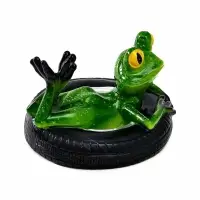 Садовая фигура из полистоуна &laquo;Лягушка на шине&raquo;, 14&times;13&times;9.5 см, плавающая
