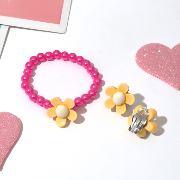 Набор детский «Выбражулька» 2 предмета: клипсы, браслет, лютики, цвет МИКС Набор детский «Выбражулька» 2 предмета: клипсы, браслет, лютики, цвет МИКС