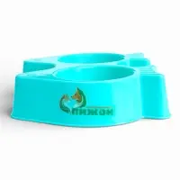 Миска двойная &laquo;Рыбы&raquo;, 2&times;250 мл, фигурная, пластик, голубая