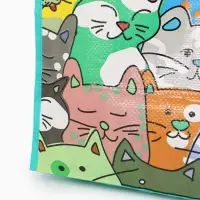 Сумка хоз Котики, 45*20*37, отдел без молнии, зеленый