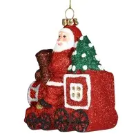 Ёлочная игрушка &laquo;Сияние праздника. Дед Мороз на паровозе&raquo;, 9.5&times;9.5 см, красная