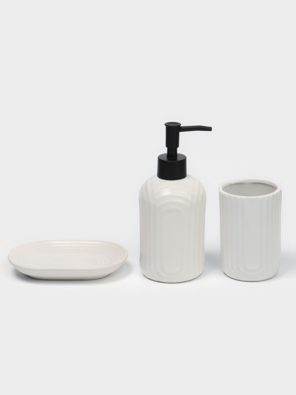 Набор для ванной Набор для ванной "Волна" 3 предмета (дозатор для мыла, стакан, мыльница)