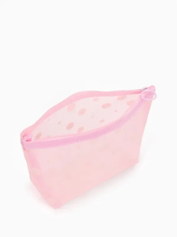 Косметичка дор Горох, сетка 17*6,5*13,5, отд на молнии, розовый Косметичка дор Горох, сетка 17*6,5*13,5, отд на молнии, розовый