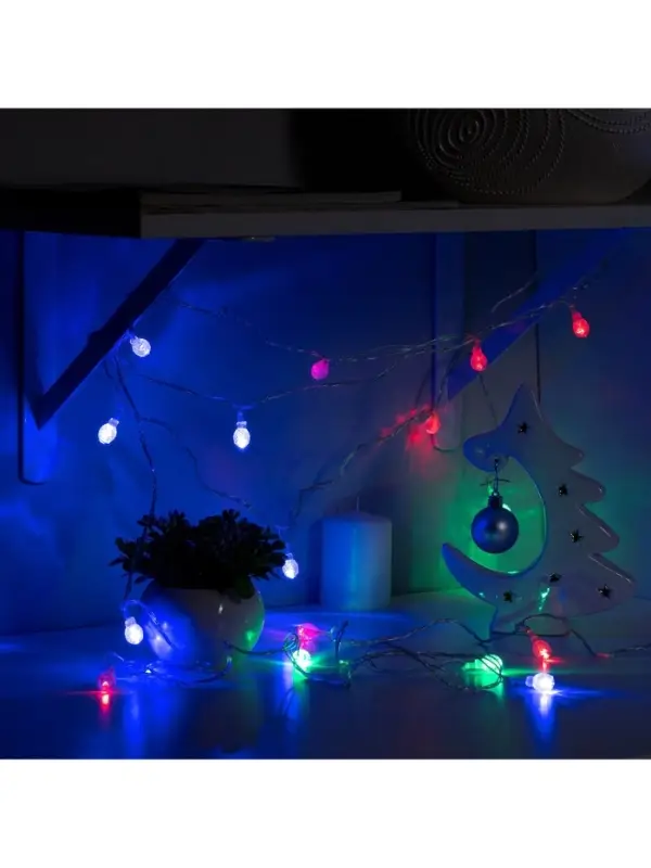 Гирлянда &laquo;Нить&raquo; 5 м с насадками &laquo;Фонарики&raquo;, IP20, прозрачная нить, 20 LED, свечение мульти (RG/RB), мигание, 220 В