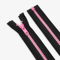 Молния &laquo;Трактор&raquo;, №5, разъёмная, замок автомат, 60 см, чёрная, розовая