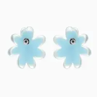 Серьги пластик "Цветочек летний" с блёсткой, цвет голубой