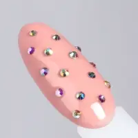 Стразы для декора, круглые, серебристые, голографические