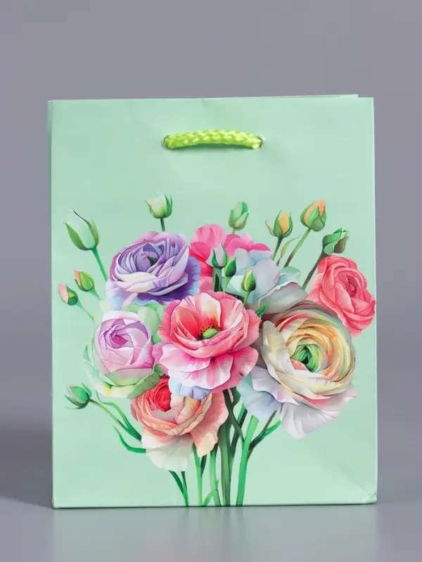 Пакет подарочный "Весенний букет" ламинированый 11,5 х 14,5 х 6,5 см