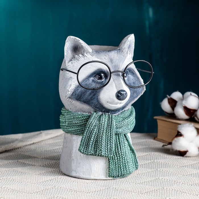 Кашпо - ваза  Кашпо - ваза "Енот в очках" 14х14х22см