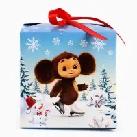 Коробка подарочная новогодняя складная &laquo;С Новым годом!&raquo;, Чебурашка, 12&times;12&times;12 см