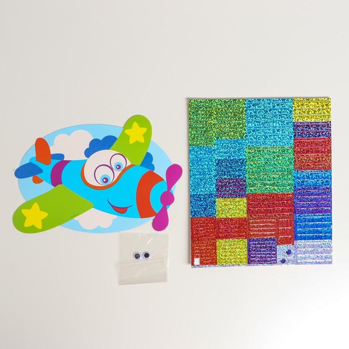 Аппликация стикерами форменная «Самолёт», набор для творчества, стикерная мозаика