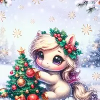 Пакет подарочный новогодний ламинированный, «Единорог» , 26×12×32 см