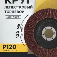 Круг лепестковый торцевой конический ТУНДРА, 125&times;22 мм, Р120