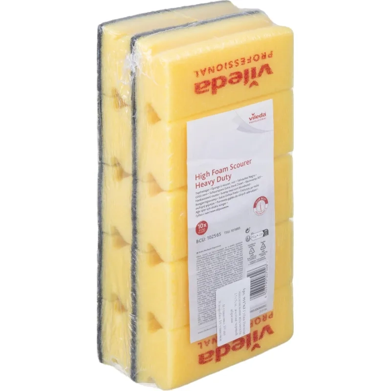 Губки для посуды Vileda Professional черный абраз. желт 102565 7х15 10шт/уп