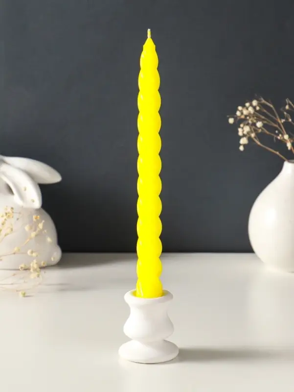 Набор свечей витых, 2.3&times;24.5 см, 5 ч, 50 г, 2 шт., жёлтый, в подарочной коробке