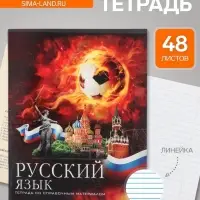 Предметная тетрадь по русскому языку Calligrata &laquo;Футбол&raquo;, 48 листов, в клетку, со справочным материалом, обложка из мелованного картона