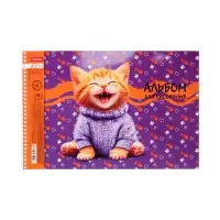 Альбом д/рис А4 40л на спирали Hatber "Мы-котики!", выб лак, перфорац, 4В МИКС