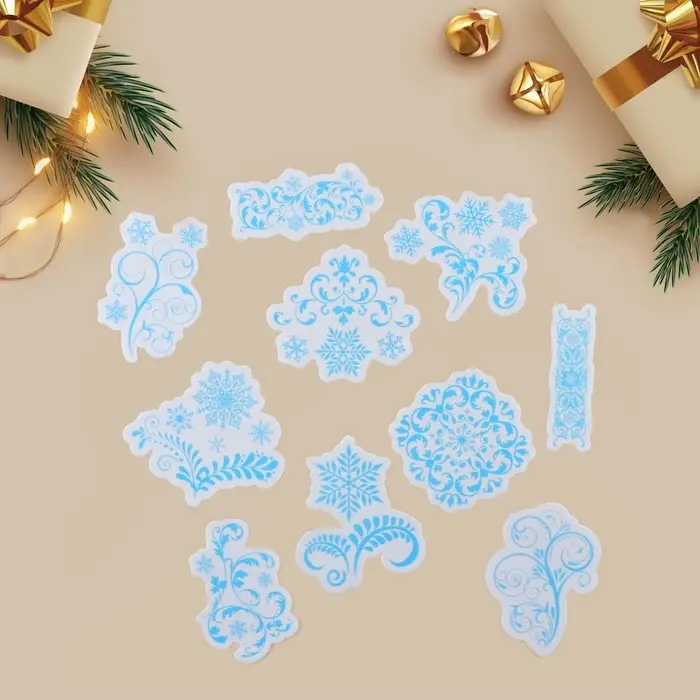 Наклейки новогодние на окна &laquo;Вьюга&raquo;, многоразовые, 10 х 10 см