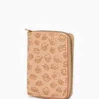 Кошелёк на молнии, 13&times;2&times;9 см, с принтом, бежевый